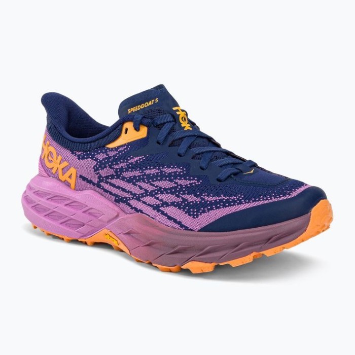 SEPATU HOKA ONE ONE SPEEDGOAT 5 WOMEN'S TRAIL RUNNING BELLWETHER BLUE CYCLAMEN PURPLE -37
