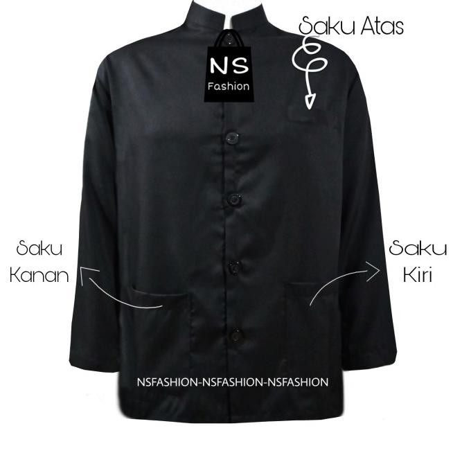 Baju Koko Muslim Size M L XL Lengan Panjang Semi Sutra Putih Khaizan Terlaris