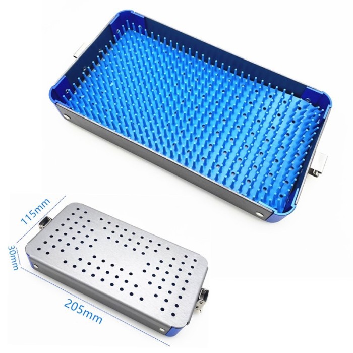 Sterilization Box case Aluminum Sterilization tray with silicone pad dental eye surgical instrument 