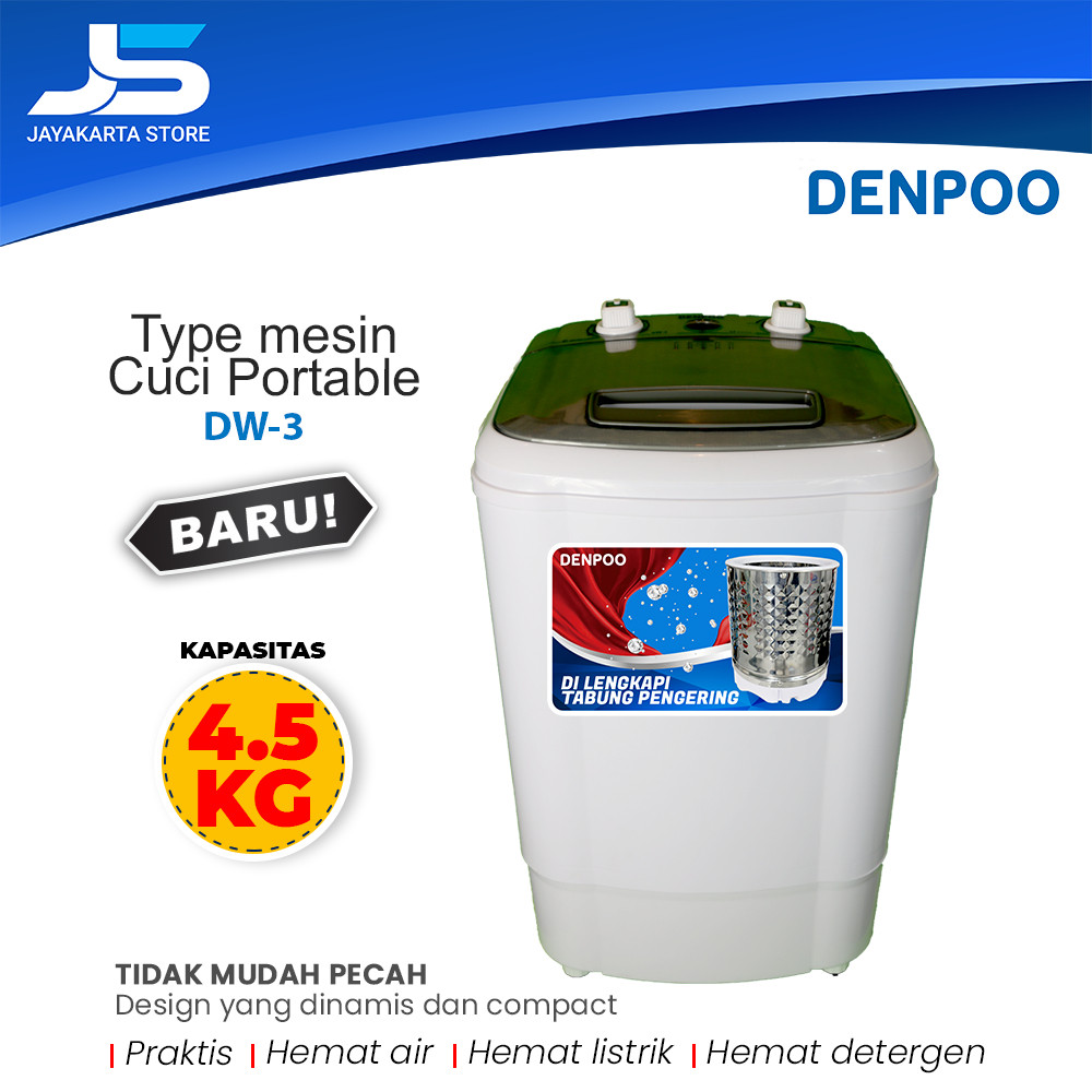 MESIN CUCI PORTABLE DENPOO MESIN CUCI MINI ( Bisa Cuci & Mengeringkan ) 4.5 KG DENPOO DW 3 DAN DW 5