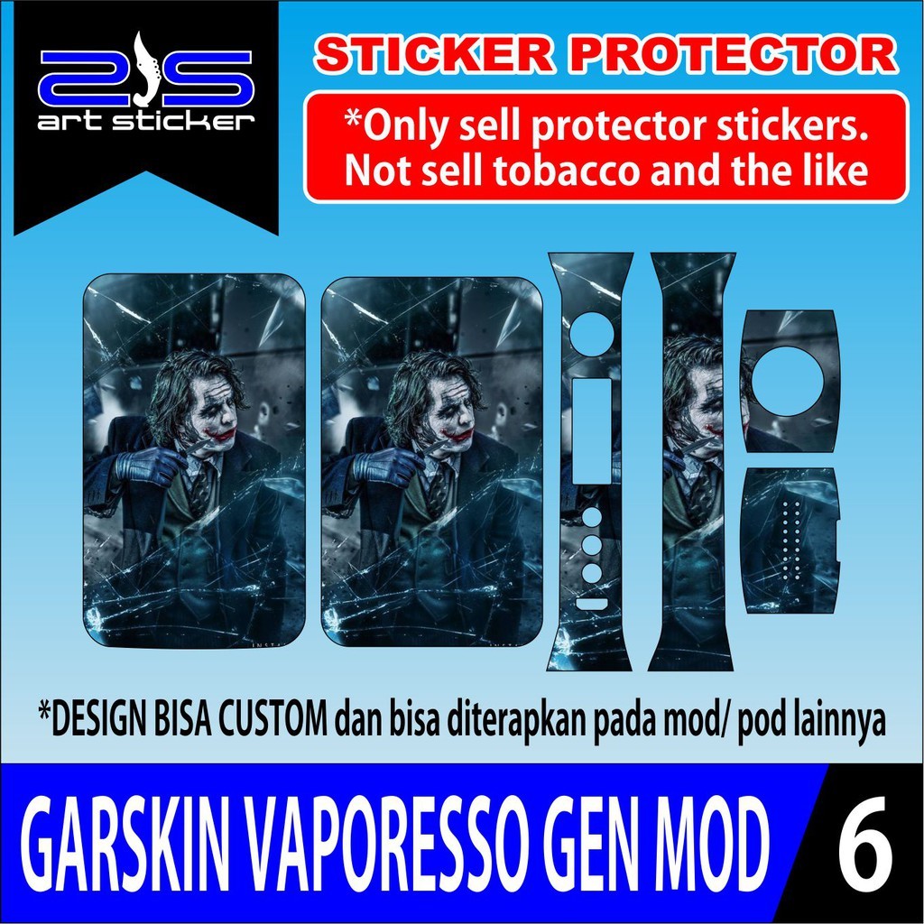 

*PromoTerjangkau* Vap Ores So Gen Mod Blue Joker Garskin Wrap Stiker Premium / X Casing Case COD