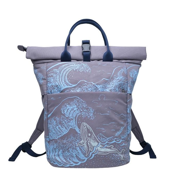 Sale Sackai Urban Backpack - Ft Humpback Whale Hokusai Waves Gray