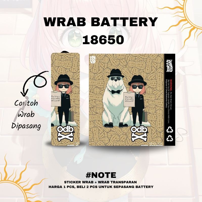 

*PromoTerjangkau* Stiker Wrap Baterai 18650 Odbe Anya Untuk Melindungi Batre Garskin Premium / X Casing Case COD