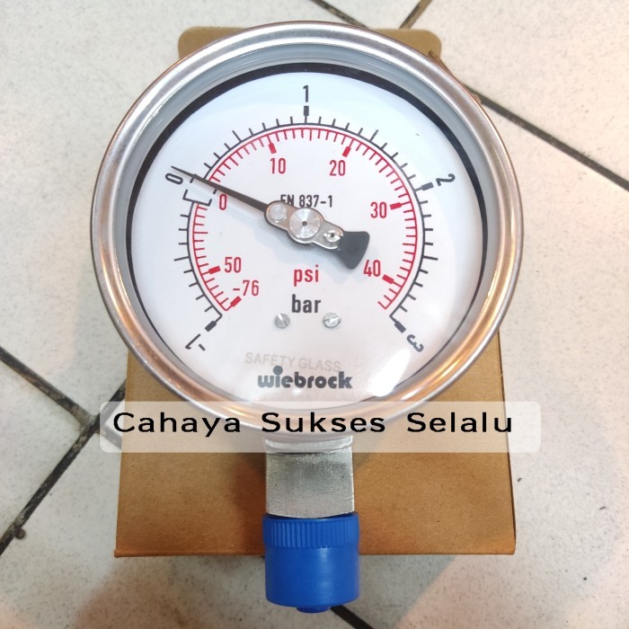Dijamin Aman Pressure Gauge Wiebrock 4" Inch 3 Bar Full Stainless Wiebrock