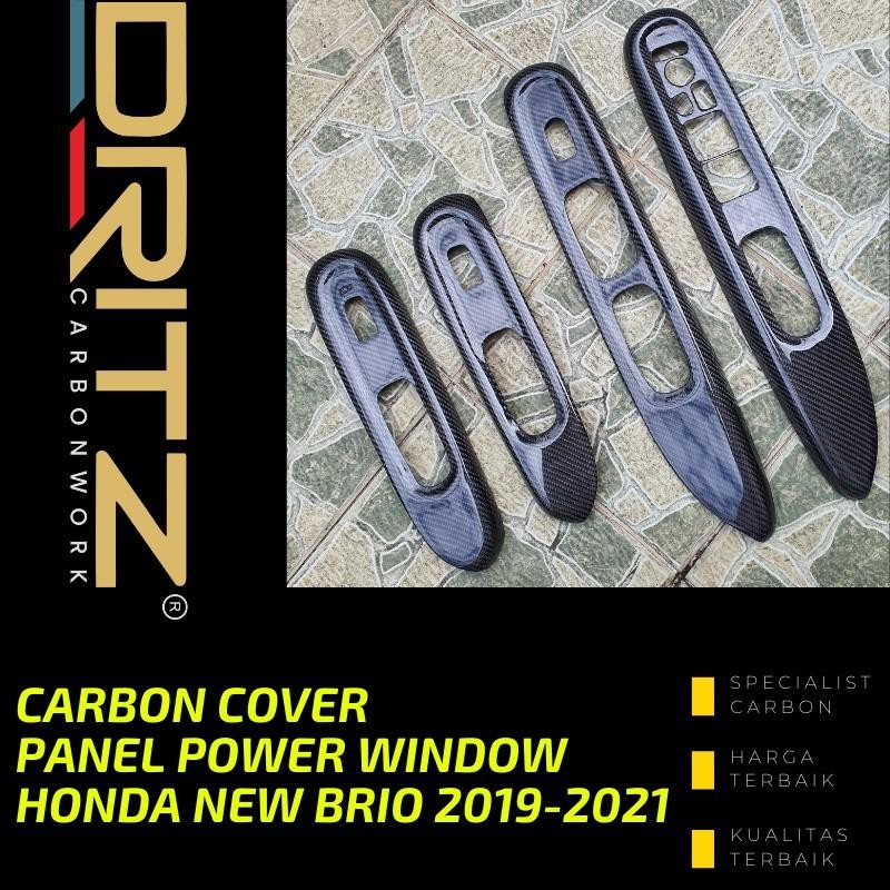 Carbon Cover Panel Power Window Mobil Honda New Brio 2019-2021 Aksesoris Interior Karbon