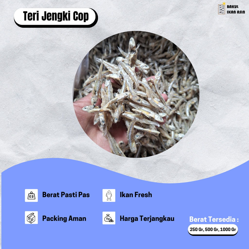 

IKAN ASIN TERI JENGKI ENAK GURIH PREMIUM 1000Gr, 500Gr