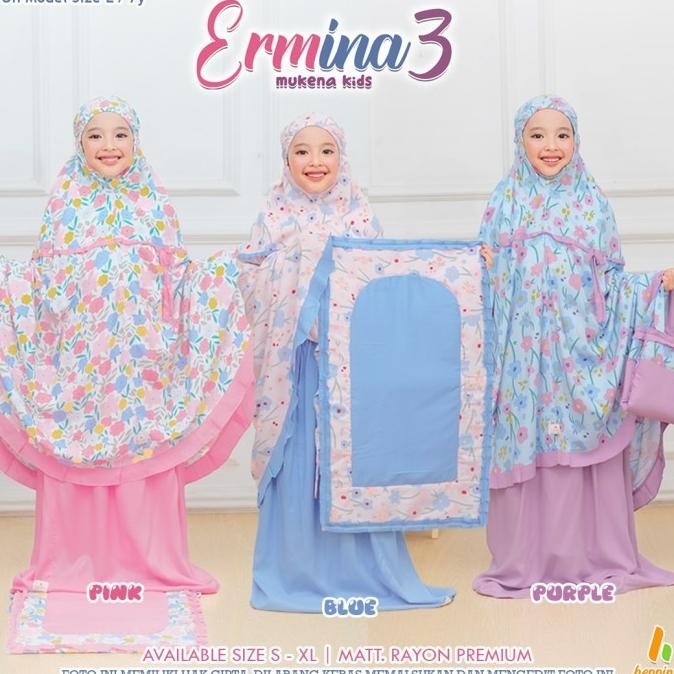 Mukena Anak Rayon Premium Tas Sajadah Mukenah Ermina Balita Sd Tk
