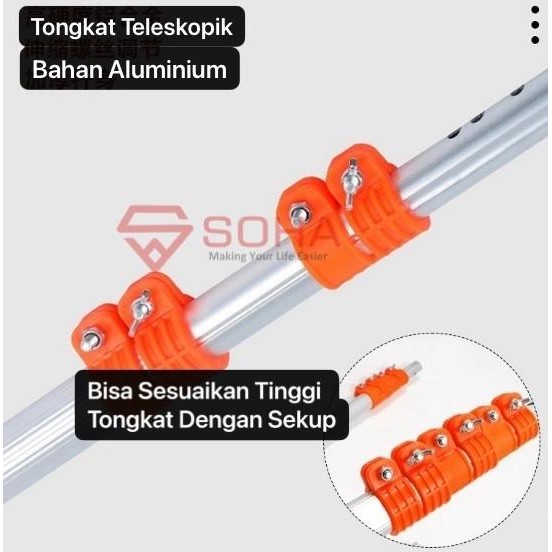 Galah Tongkat Telescopic Potong Ranting Pohon Pasang Gergaji / Gunting Alat Pemetik Pemotong