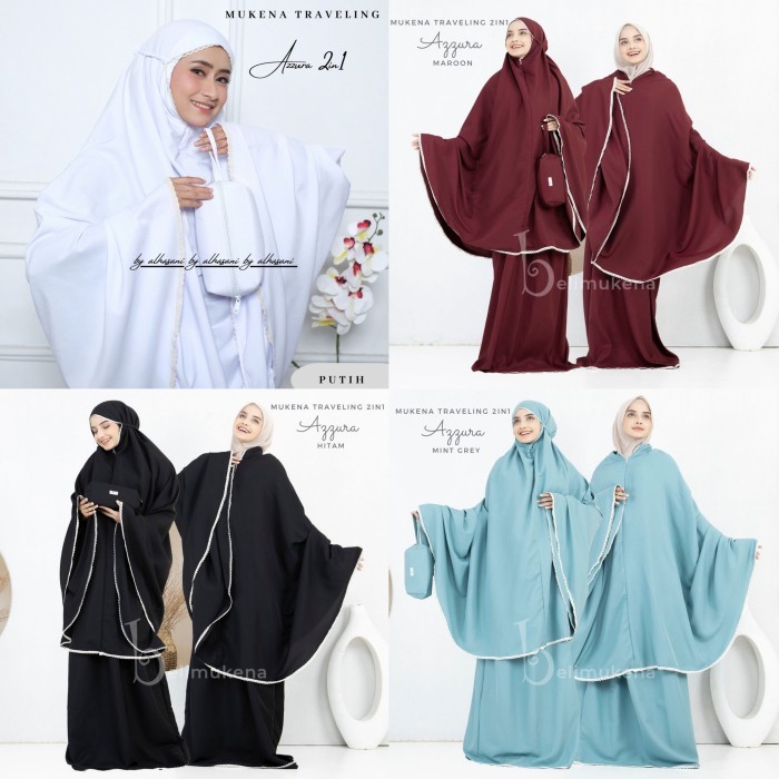Mukena Dewasa Katun Azzura Polos 2In1 Travel 2 In 1 Traveling Azura