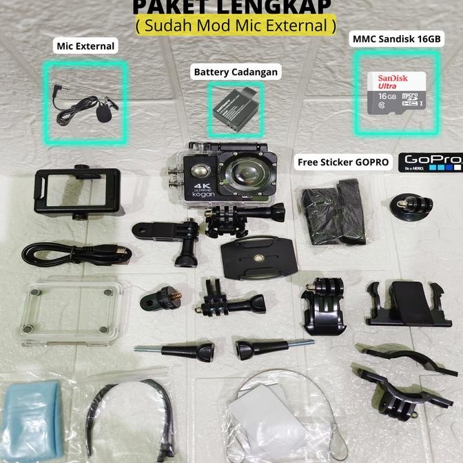 SportCam Action Camera Kogan 4K WIFI Modif Mic External Motovlog Vlog