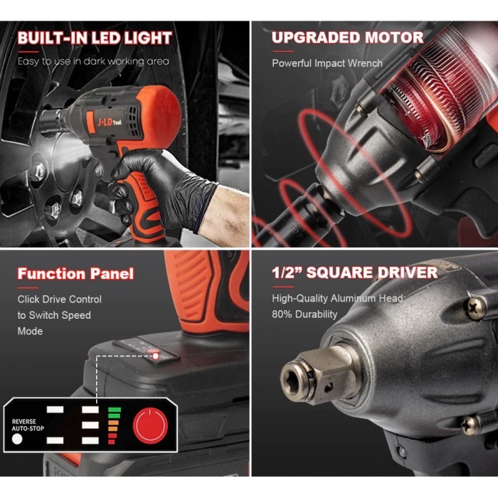 Jld 88Vf Brushless Mesin Bor Impact Baterai 13Mm Cordless Impact Wrench Impact Jld Jv88 2Baterai
