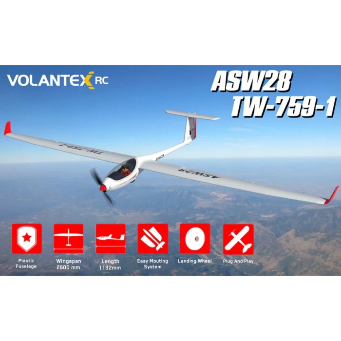 Volantex ASW28 2600 2600mm Glider Sailplane RC Airplane PNP