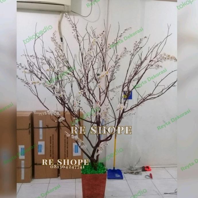 ranting dekorasi bunga plastik sakura/pohon hias ranting T.2Mtr/sakura