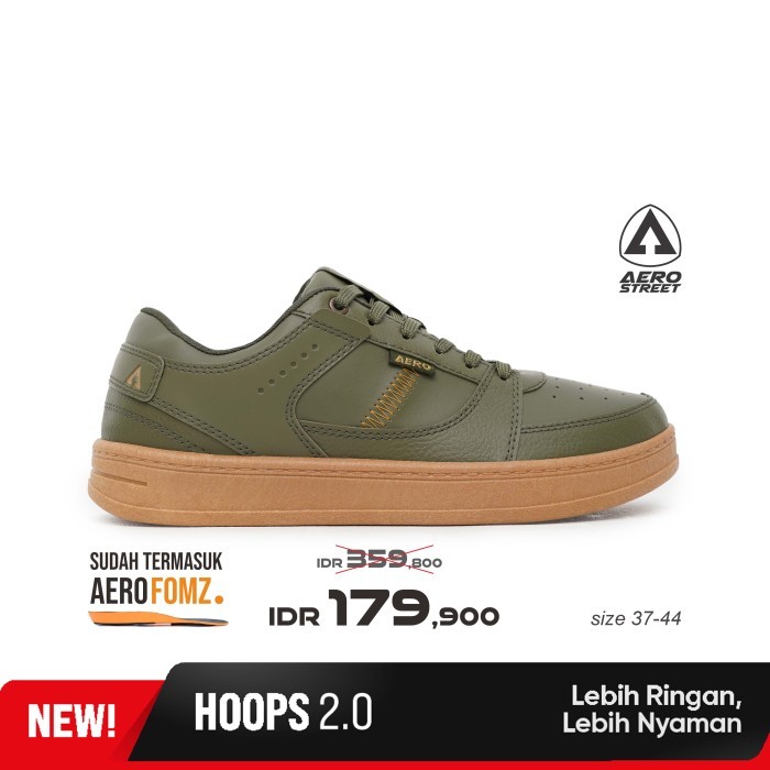 Aerostreet 37-44 Hoops Low 2.0 Gum Olive Olive - Sepatu