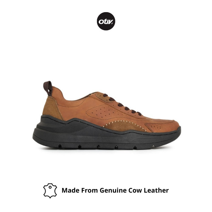 Otiv Teska Brown - Sepatu Sneakers Kulit Sepatu Casual Pria