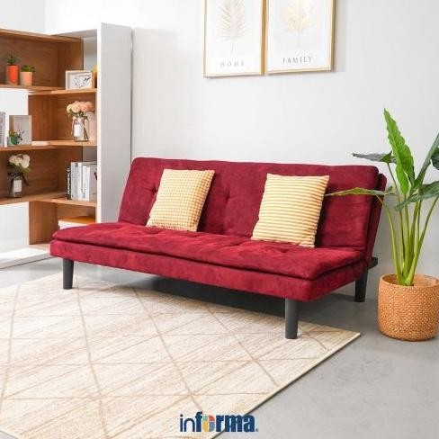 Informa Geneva Sofa Bed Fabric - Merah Tempat Duduk Multifungsi Sofa Tidur 2 In 1 Kursi Santai Serba