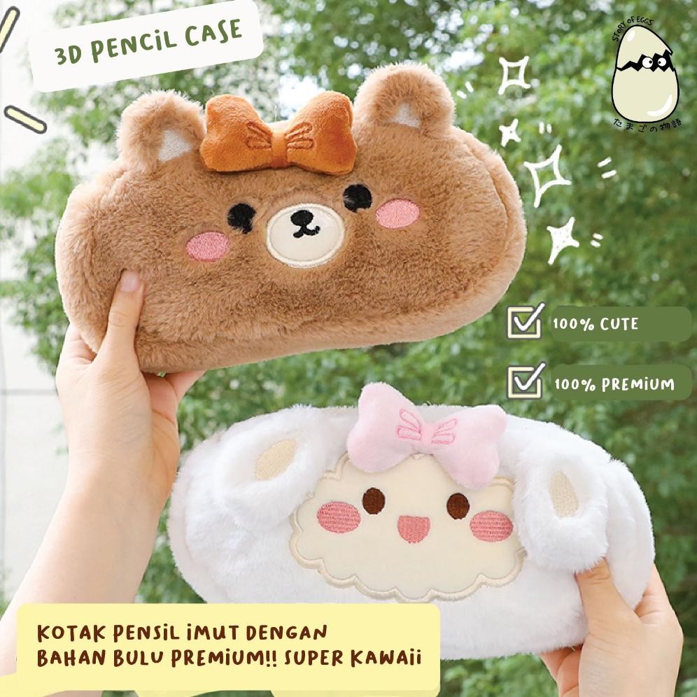 

SPECIAL Fluffy Aesthetic and Cute Pencil Case Bulu Kotak pensil Travel Pouch Make Up Kotak Makeup Skincare tg-342