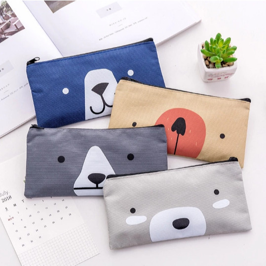 

D2002 Tempat Pensil Pulpen Kain Kanvas Karakter Hewan Lucu Kotak Pensil Serbaguna Motif Animal Dompet pouch make up kosmetik wanita R8E41