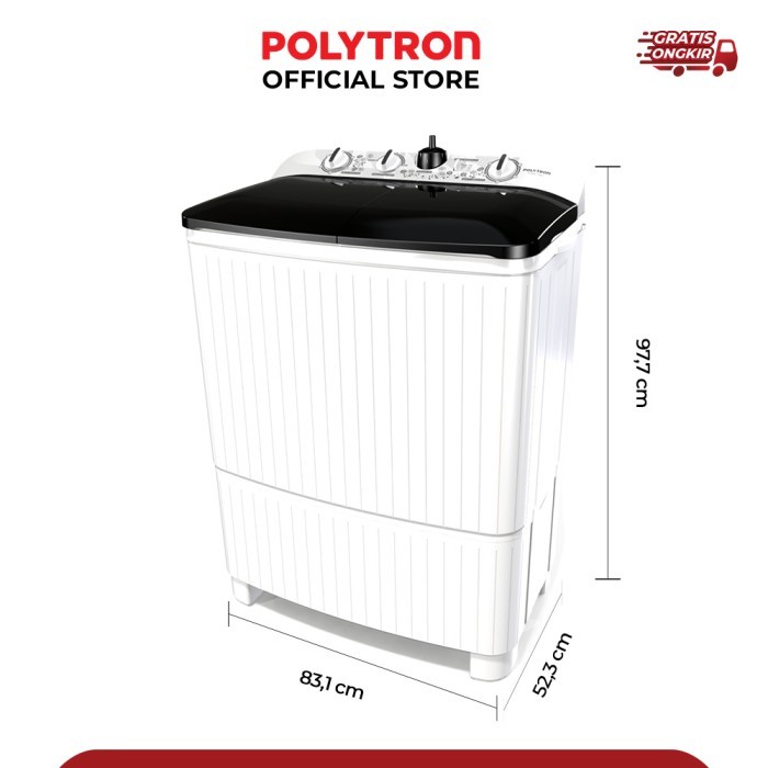 POLYTRON Mesin cuci 2 tabung Primadona Giant hijab 10 Kg PWM 1082