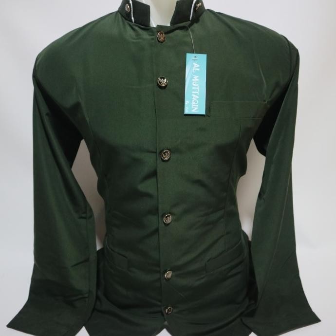 Busana Muslim Pria Baju Koko Jas Koko Jasko Hijau Polos Al Muttaqin Terlaris