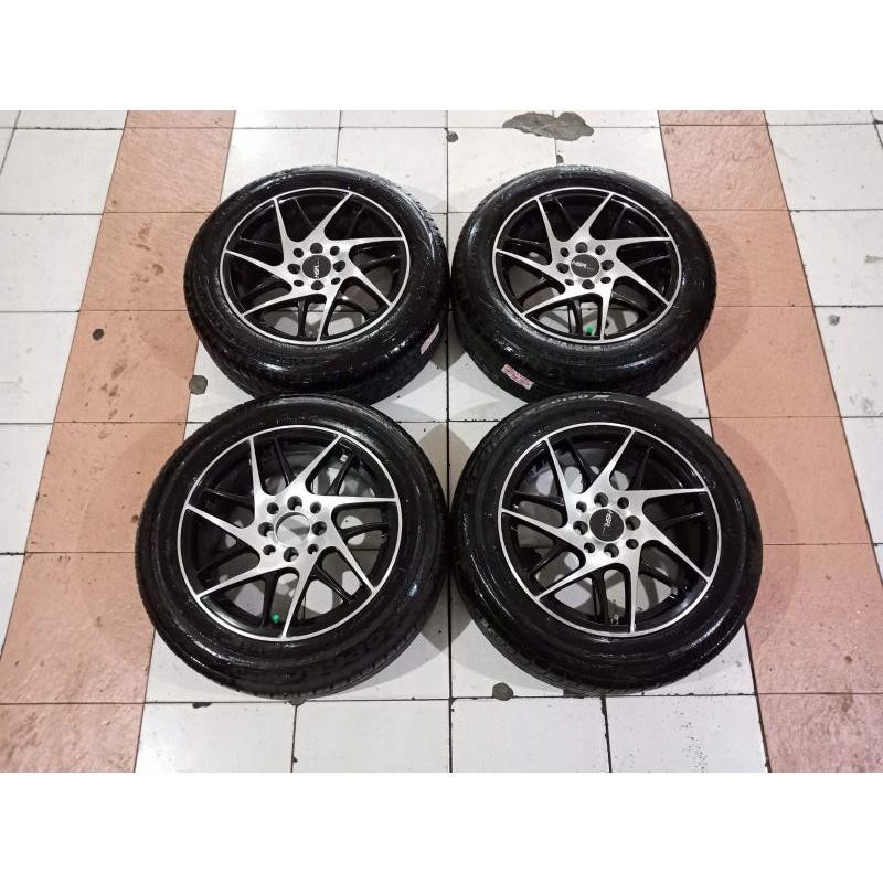 Velg Bekas Racing Amw Ring 15 Pcd 4X100 4X114 Lebar 6,5 Et 38 Ban Bridgestone Sama Gt Radial 185 60 