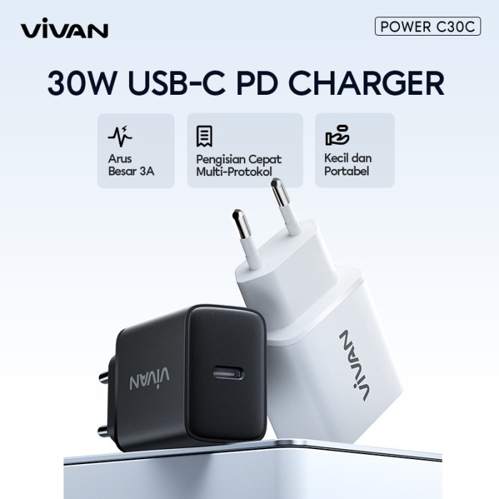 

SALE TERLARIS VIVAN MINI CHARGER POWER C30 SUPER FAST CHARGING PD QC 3.0 30W 3A 6 SAFETY PROTECTION