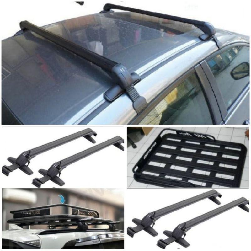 Paket Roof Rack / Rak Bagasi Dan Cross Bar Jepit Body Mobil Avanza / Xenia