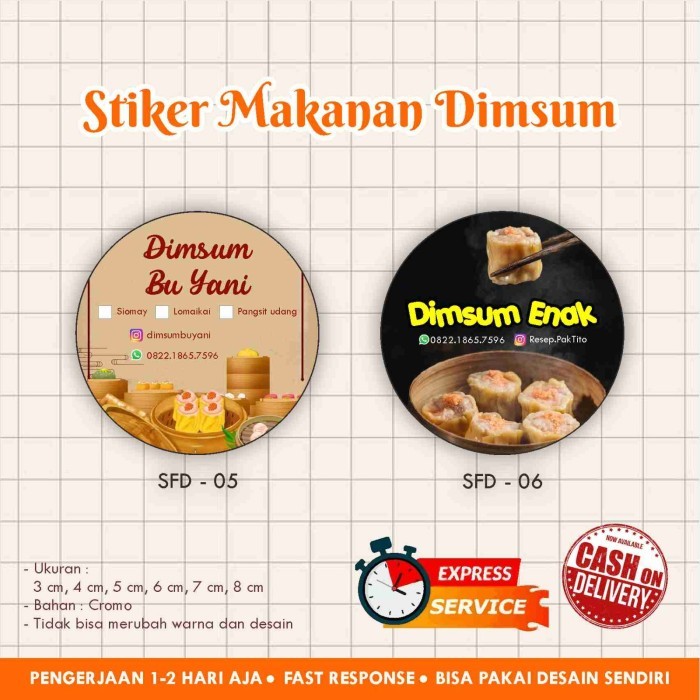 Stiker Dimsum Cromo bulat / Stiker kemasan makanan / Label Makanan / L