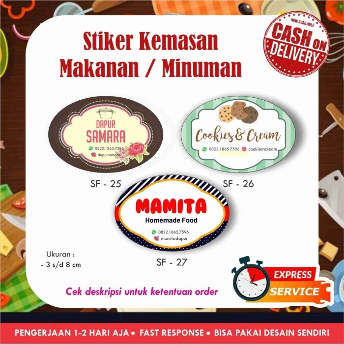 STIKER VINYL OVAL / KEMASAN MAKANAN / MINUMAN / LABEL / ANTI AIR