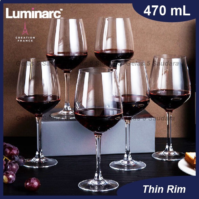HOT SALE 1 SET 6 PCS LUMINARC WINE GLASS/SURLOIRE GLASS/GELAS WINE/GELAS KACA