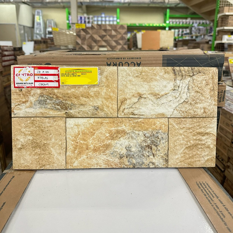 Keramik 20x40 Centro Kapuas Cream Keramik Dinding Batu Alam / Keramik Dinding Teras / Keramik Dindin