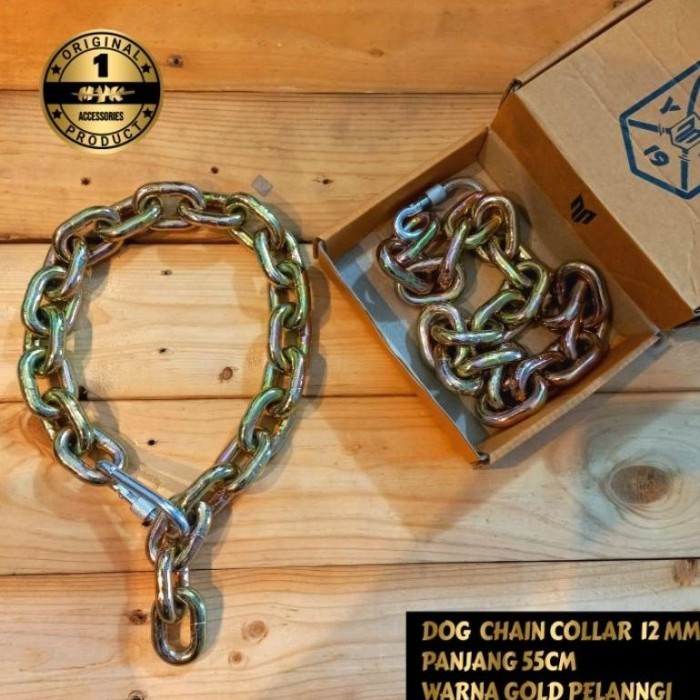 TERBARU NEW kalung rantai anjing pitbull rottweiler doberman emas pelangi