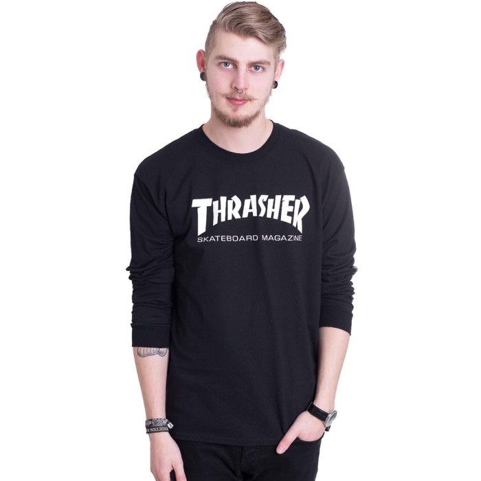 TERBARU THRASHER SKATE MAG LONG SLEEVE BLACK ORIGINAL