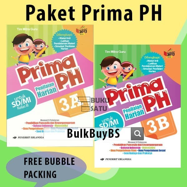 

ORIGINAL Paket Prima PH Kelas 3 SD Erlangga 3A 3B Kurikulum 2013 BulkBuyBS