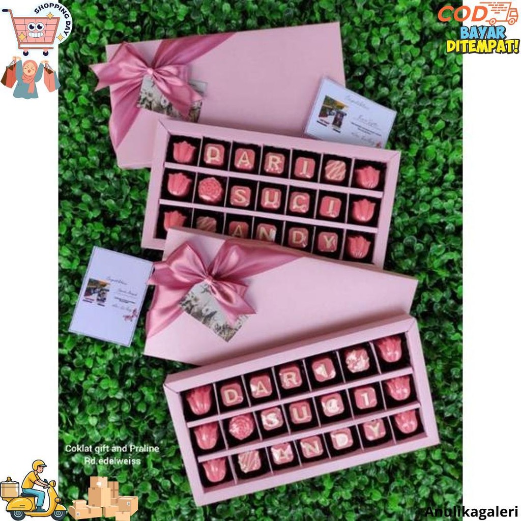 

Coklat Gift And Praline/Coklat Box/Coklat Huruf/Coklat Wording/Coklat Gift/Coklat Ucapan D Gratis Ongkir