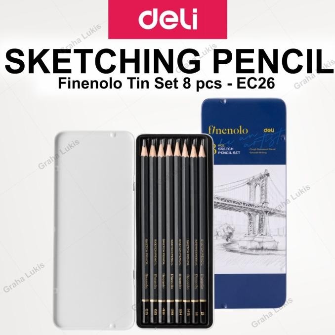 

Sale Deli Sketch Pencil Set 8 Metal Tin / Pensil Sketsa C26