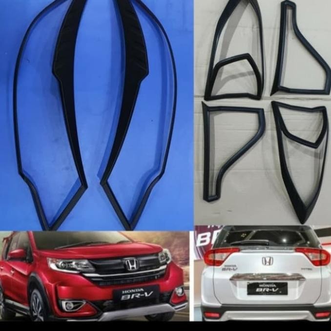PAKET GARNIS LAMPU DEPAN BELAKANG HONDA BRV HITAM DOFF
