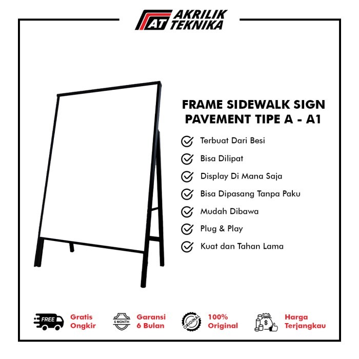 

Frame Sidewalk Sign Pavement - Stand Board Tipe A Ukuran A1