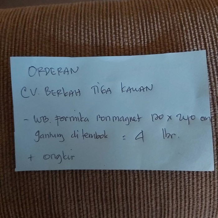 

orderan CV Berkah Tiga Kawan