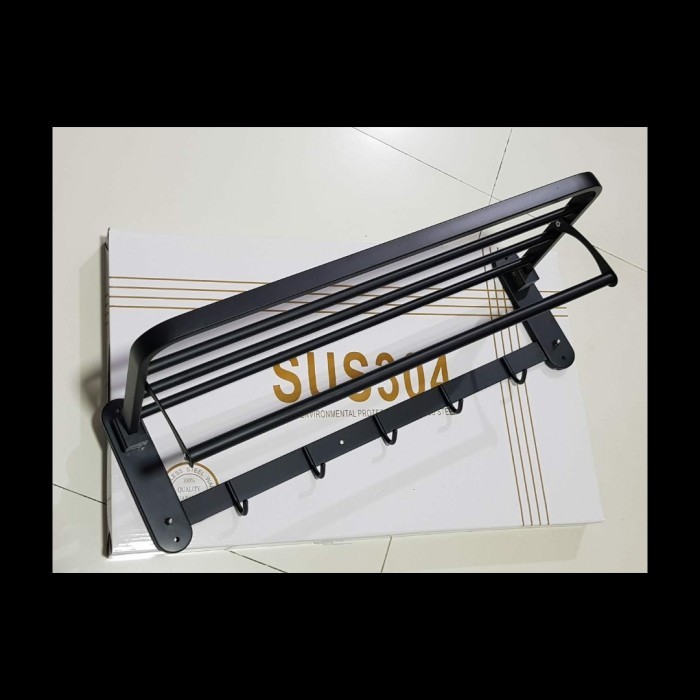 GANTUNGAN HANDUK HITAM /GANTUNGAN BAJU KAMAR MANDI