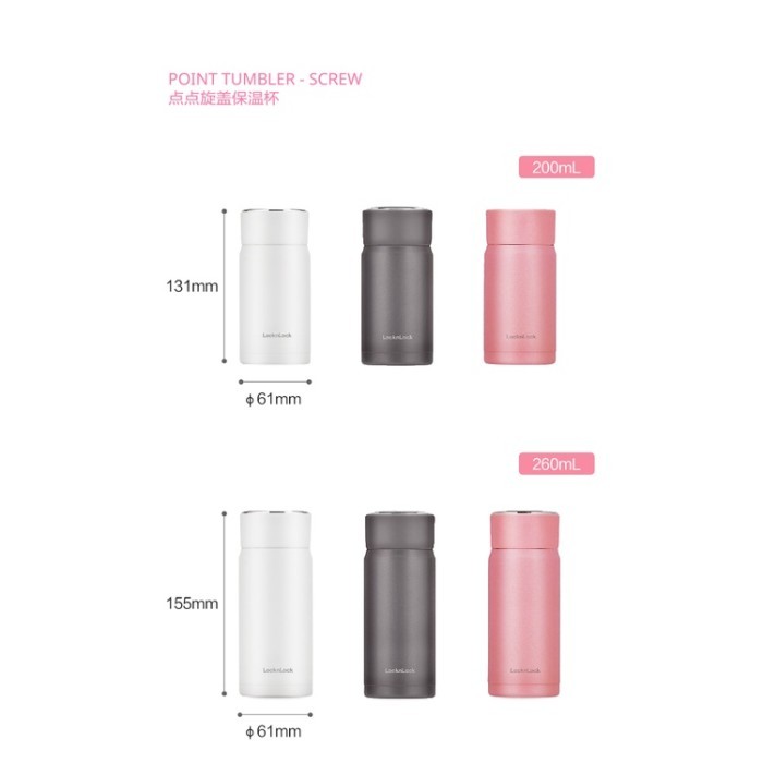 Lock N Lock Point Screw Tumbler 200 Ml / 260 Ml - Termos Panas Dingin