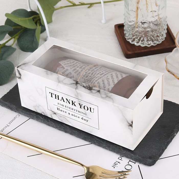 10Pcs Box Dus Brownies Donut Bamboloni Kotak Roll Cake Kue Potong Roti