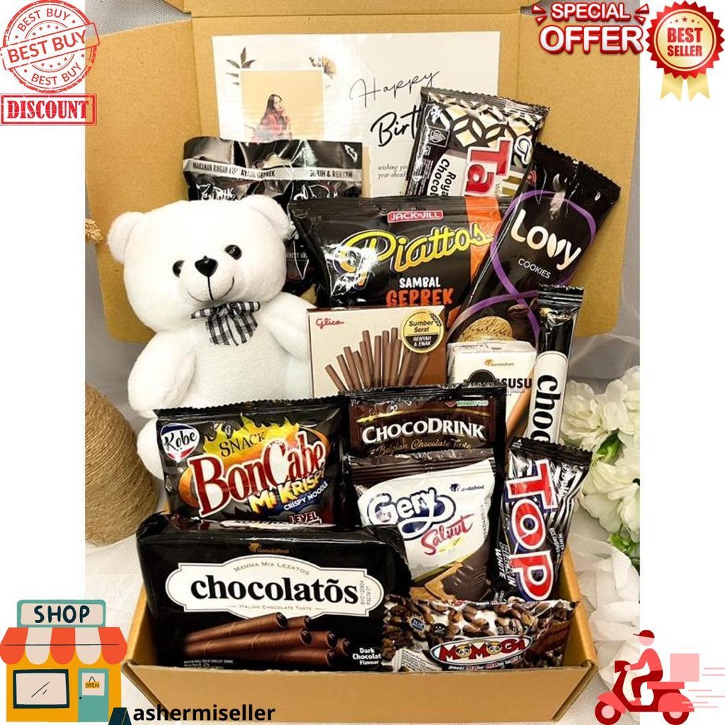 

Snack Box Kado Ulang Tahun / Hampers Snack Murah / Buket Snack / Buket Jajan / Kado Ulang Tahun / Hadiah Ulang Tahun / Hadiah Valentine / Kado Valentine / Kado Anniversary / Hadiah Anniversary / Hadiah Birthday / Hampers Cewek D Gratis Ongkir