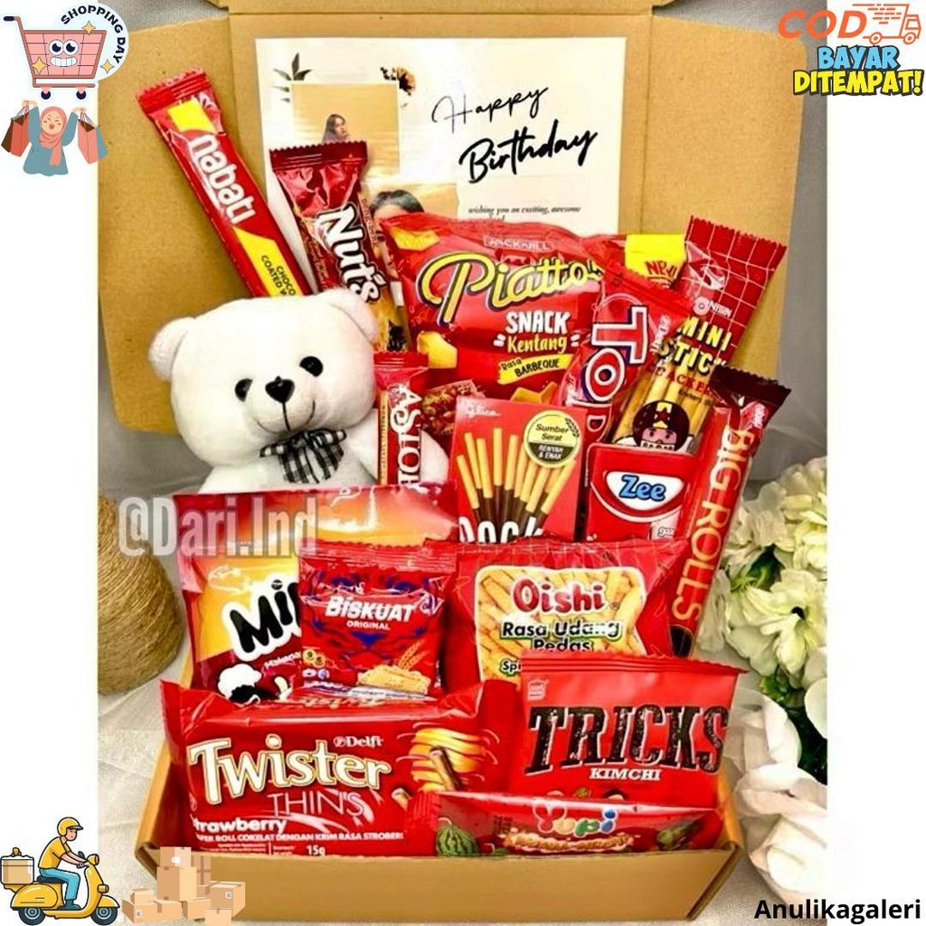 

Snack Box Kado Ulang Tahun / Hampers Snack Murah / Buket Snack / Buket Jajan / Kado Ulang Tahun / Hadiah Ulang Tahun / Hadiah Valentine / Kado Valentine / Kado Anniversary / Hadiah Anniversary / Hadiah Birthday / Hampers Cewek / Kado Natal D Promo Puncak