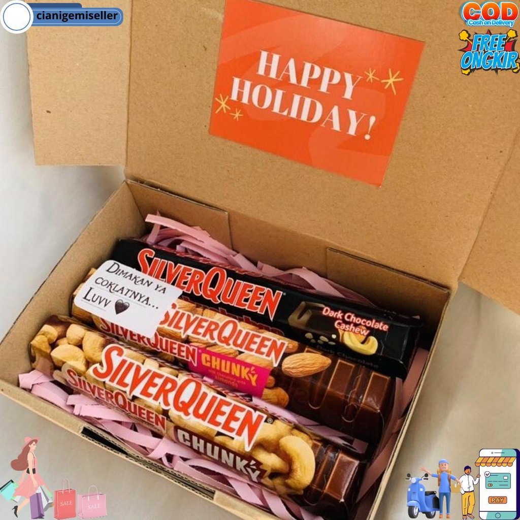 

Hampers Coklat Silver Queen Chunky Bar 95Gr Untuk Hadiah Ultah / Anniv / Valentine 3 Pcs Rasa Random Murah D Cod