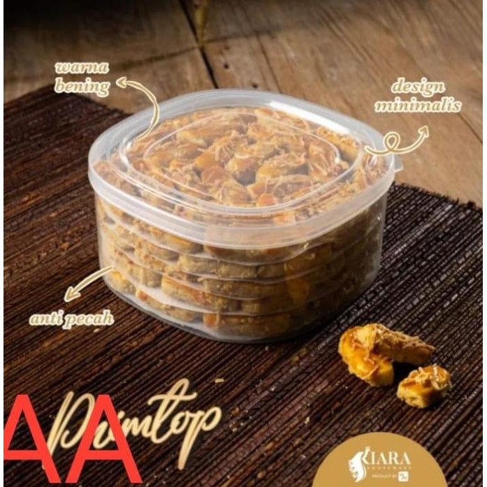 TOPLES LEBARAN NASTAR KOTAK (500,GRM) 12 pcs 6.PCS 4.PCS.3.PCSToples Bening / Toples Plastik Kue / T
