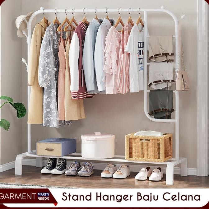 ```````] Rak Baju Gantung Besi Stand Hanger Jilbab Tas Sepatu Multifungsi Kokoh