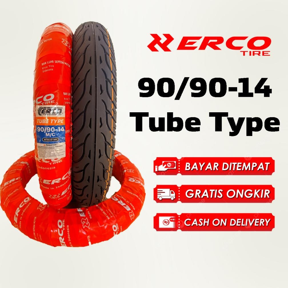 sr-32 ERCO TIRE Satu Set Ban Motor Matic ERCO Tubeless NonTubeless, 90/90-14 dan 80/90-14 Hemat