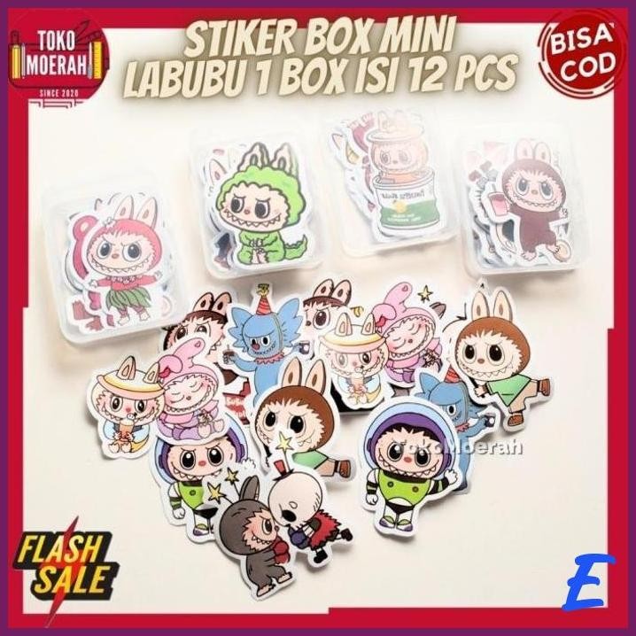 

| STV | STIKER BOX MINI LABUBU 1 BOX 12PCS STIKER LABEL LABUBU LUCU UNIK MURAH LABEL STIKER BOX MINI LABU LABU LABUBU