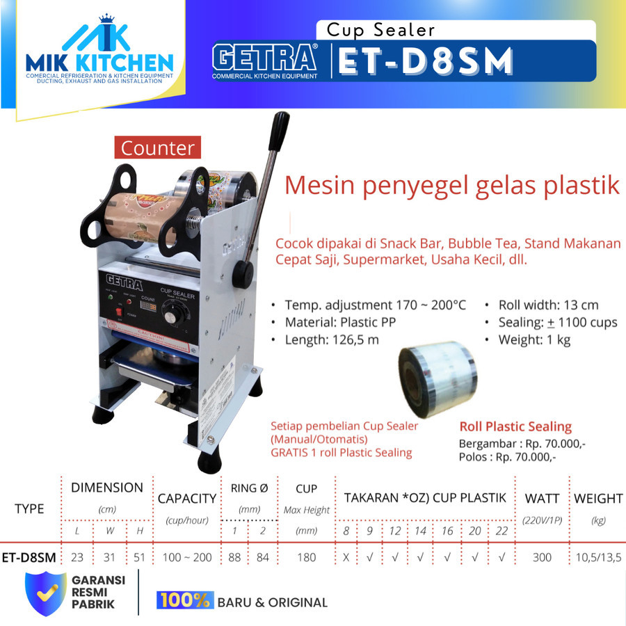 Manual Cup Sealer GETRA ET-D8S / Mesin Cup Minuman